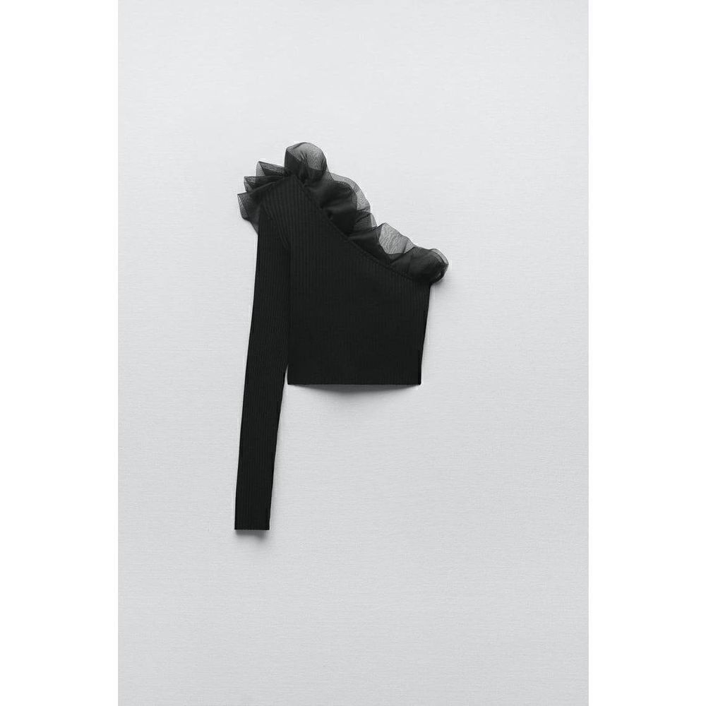 Zara Black One-Shoulder Blouse